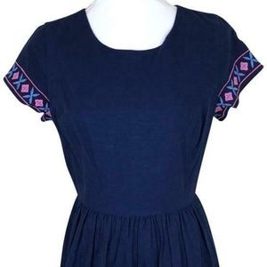 Vineyard Vines Fit & Flare Navy Embroidered Dress